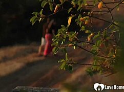 Having naughty fun outdoors in stockings, stripping and teasing solo! 😜