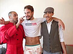 backstage threesome with leo felipe getting deepthroated bareback