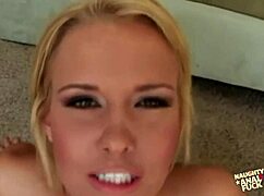 Sunscreen on kinky blonde pawg leads to deepthroating and anal pounding.