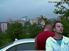 yo, check this facial cumshot through car window in public gangbang