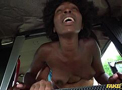 Fake taxi african ebony queen rides a huge thick cock.