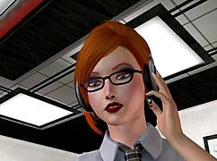 Hey, wanna see a redhead in glasses get slammed by her boss in 3D office action?