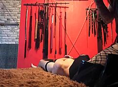 Dominatrix Nike Binds Her Slave With Ropes, Sits On His Face, Inserts A Dildo In His Mouth, And Rides It While He Satisfies Her With His Tongue
