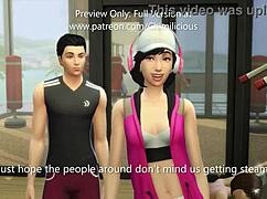 feeling passionate during sexercise with horny girlfriend in outdoor workout