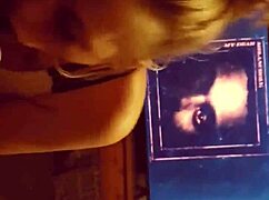 A blonde gives sloppy blowjob to big cock