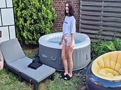 jadilica's gratis backstage outdoor solo show with anal masturbation is pure heat.