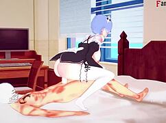i fucked rem hard with her ahegao face and big boobs maid from re zero, watch full pov on sheer or ptrn fantasyking3