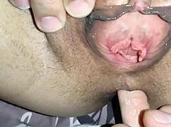 my husband opens my pussy during anal pounding