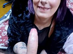 Emily Purple In A Fur Coat Likes To Suck Cock And Get A Lot Of Cum On Her Face