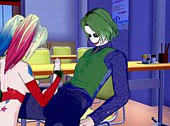 harley quinn feels horny during blowjob and handjob leading to cumshot