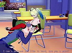 harley quinn feels horny during blowjob and handjob leading to cumshot