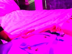 amateur couple with blindfolded policewoman in bed