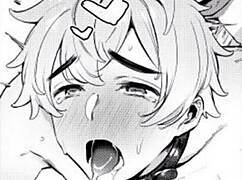 Intense moaning during bisexual masturbation with lube leading to cum and orgasm