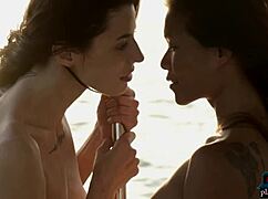 Petite Asian Maki Katana and Russian Model Oksana Oksi Strip on a Wild Boat Trip