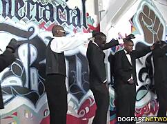 Aiden Aspen Takes Huge Black Cocks In Interracial Blowbang Gangbang. Cumshots Everywhere.