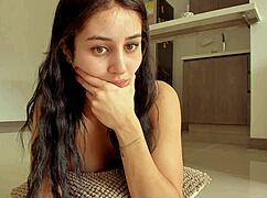 Juicy ass or hot face? Brunette teases on web chat