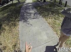 Filling teen Scarlett Sawyer's mouth with rough sex cream.