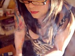 British BBW Tina Snua Smokes Two Cigarettes in Sexy Glasses