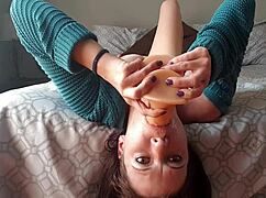 Upside down dildo gag forces deepthroat. Milf chokes on rough homemade play.