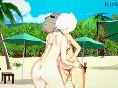 imu and miyabi engage in intense lesbian play with futanari in senran kagura hentai