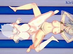 imu and miyabi engage in intense lesbian play with futanari in senran kagura hentai