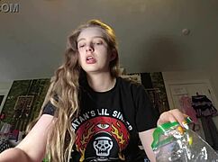 blonde gets wet and messy with gym socks while fingering herself