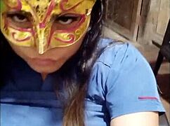 nurse arrives home singing reggaeton while teasing her wet pussy and big ass