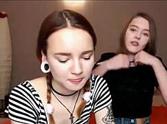 Teen lesbians use toys in webcam sex with friends