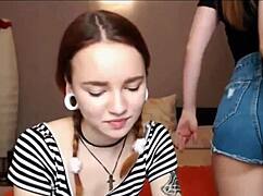 Teen lesbians use toys in webcam sex with friends