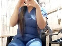 nurse arrives home singing reggaeton while teasing her wet pussy and big ass