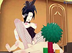 mina ashido and momo yaoyorozu feel deep pleasure with izuku midoriya in bunny girl intense sex