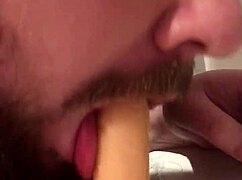 i feel so excited watching this young gay chub suck and ride a dildo passionately