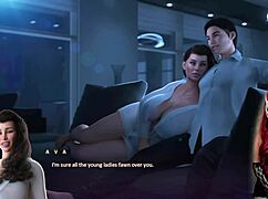 Busty milf sucks big cock in game