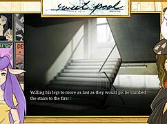 Detailed uncensored pool yaoi game scene with muscular Japanese bodybuilders.