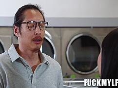 everyone cums everywhere all at once in this taboo teen 18+ group pov blowjob with big ass and small tits