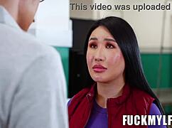 everyone cums everywhere all at once in this taboo teen 18+ group pov blowjob with big ass and small tits