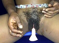 sexy ebony from ghana satisfies herself with dildo in anal and pussy