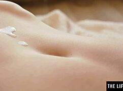 cute teen says, watch me oil my shaved pussy and finger to orgasm