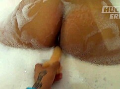 chubby babe nails casting in jacuzzi with erect dildo