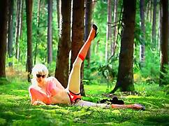 Shemale Slut Goes Wild with Toys in a Hardcore Solo Session Outdoors in the Forest
