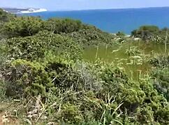 Watch Sasha and Daniella lick each other's pussies outdoors?