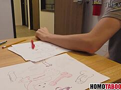 Stepdad Catches Stepson Loving Dicks at Work with Bareback Office Action