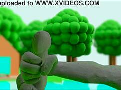 Claymation masturbation in anime hentai style with cartoon characters exploring self-pleasure through vivid scenes and detailed animations