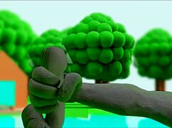 Claymation masturbation in anime hentai style with cartoon characters exploring self-pleasure through vivid scenes and detailed animations