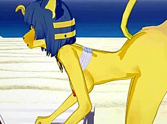 Ankha From Animal Crossing Fucked Roughly On Beach