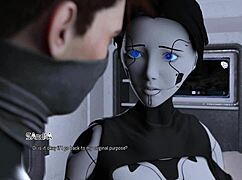 Projekt passion gets blowjob from horny busty brunette ai sex robot girl while gaming visual novel.