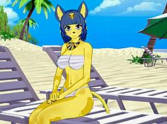Ankha From Animal Crossing Fucked Roughly On Beach