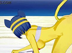 Ankha From Animal Crossing Fucked Roughly On Beach