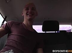 Twinks Picked Up in Vehicle for Threesome with Anal Blowjob and Assfucking