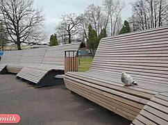 Jeny Smith Flashes Seamless Pantyhose in Public Upskirt Moment